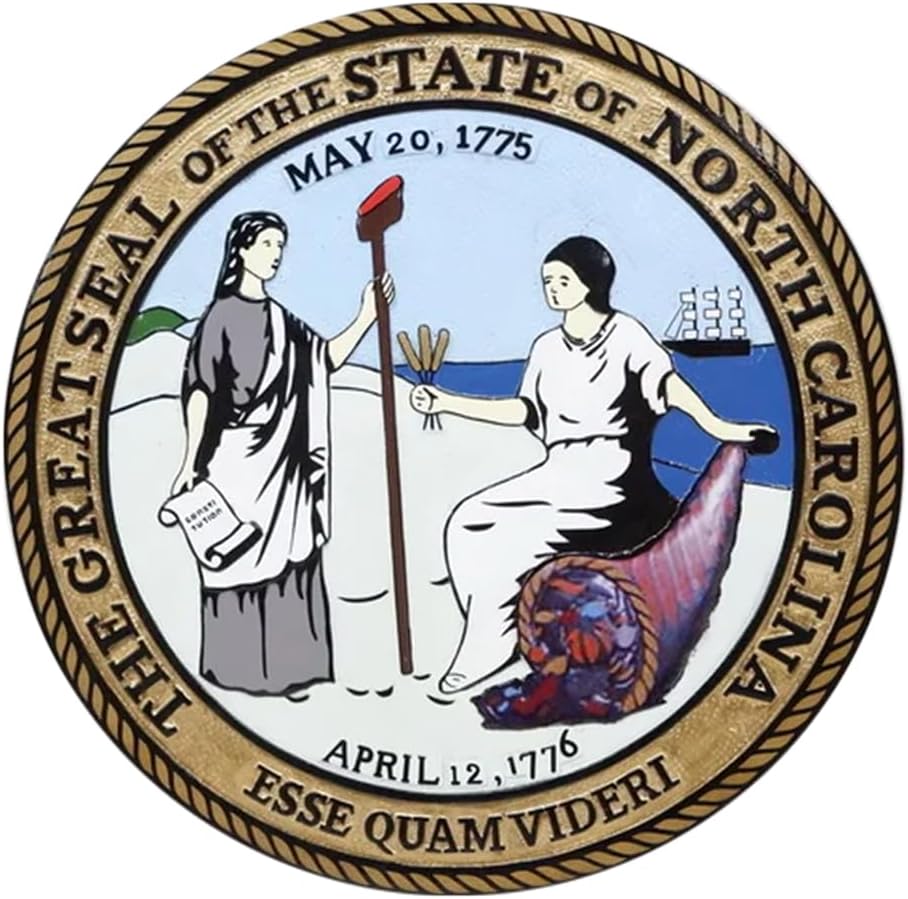 North Carolina State Seal 14" Mahogany Wood Plaque