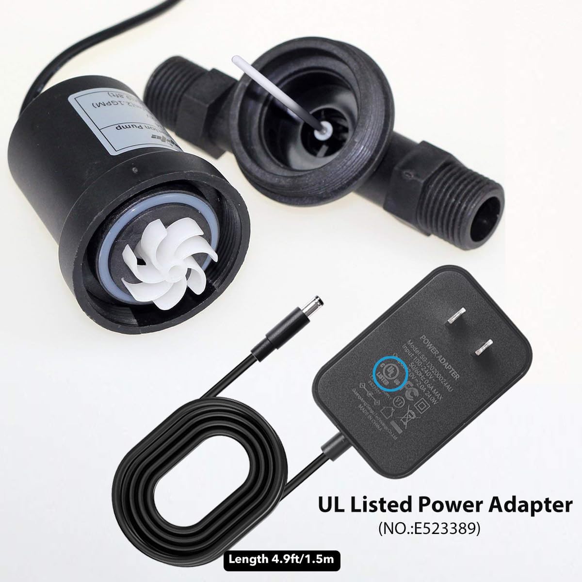 BYT-7A014 DC 12V Solar Hot Water Heater Circulation Pump with UL Listed DC Power Supply Adapter Low Noise 3M Head 8LPM 2.1GPM