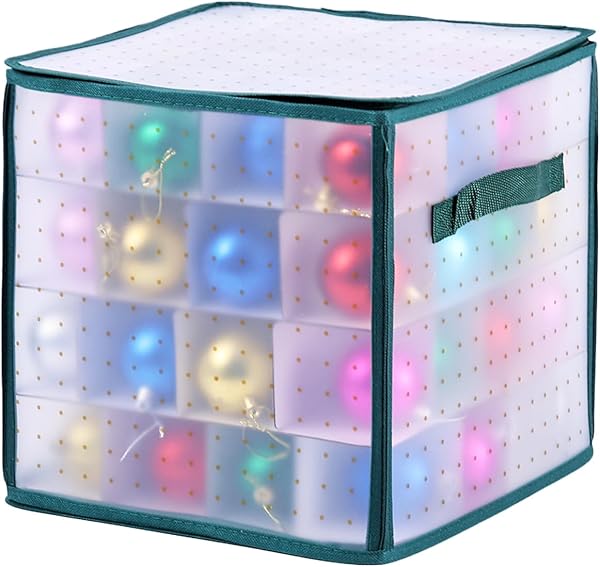 KitchEss Christmas Ornament Storage Box with 4 Layered Trays