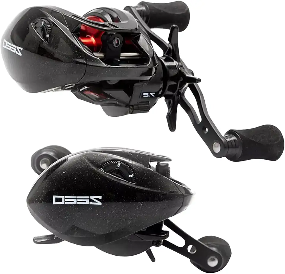 MARURI, CARRETILHA DE PESCA ZEEO DESTINY - 7 ROLAMENTOS - DRAG:8.5KG EM CARBONO LADO DA MANIVELA:ESQUERDO