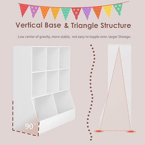 Miniatura 4 de DINZI LVJ Organizador de almacenamiento de juguetes, estantería para niños, armario de almacenamiento de juguetes de madera, estantería para niños