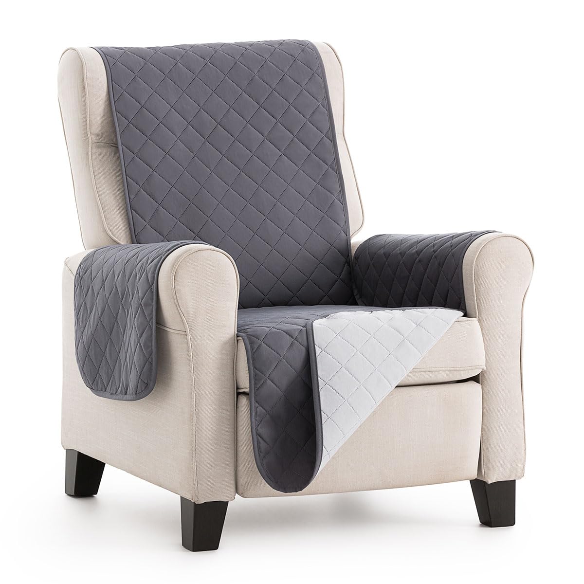 Lanovenanube - Funda sillón Acolchado Mallorca - Práctica - 1 Plaza - Color Gris C10