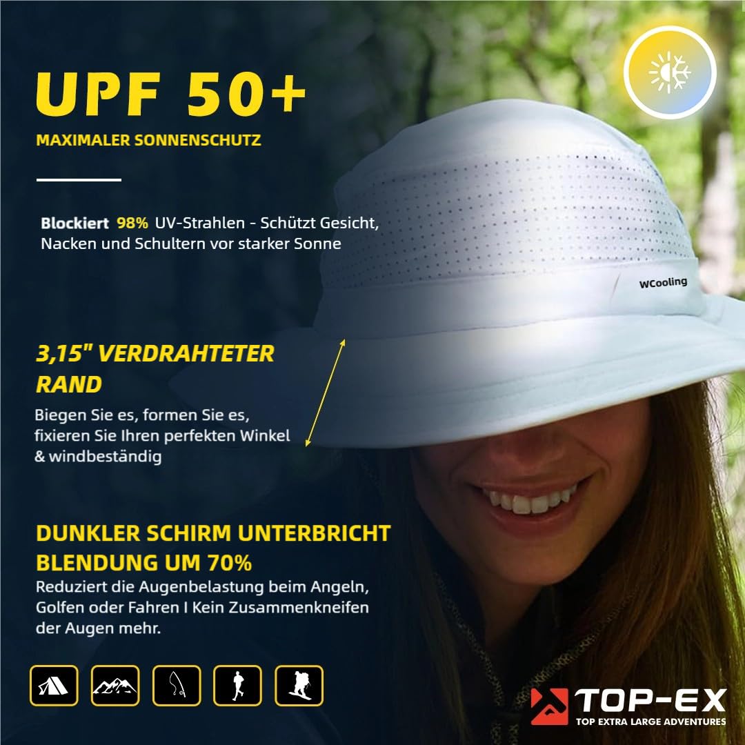 TOP-EX Sombrero para hombre y mujer, sombrero de safari para exteriores, para verano, senderismo, UPF 50+, sombrero de pesca con ala ancha, sombrero de lluvia y sombrero de cubo para el sol