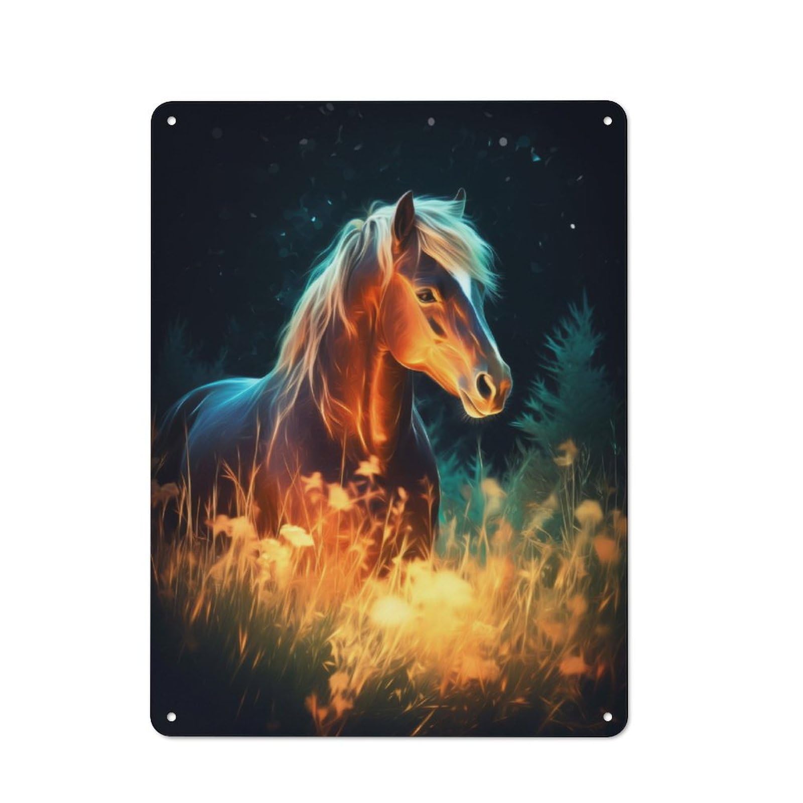 Junmoney Majestic Horse Simple Retro Tin Sign 40X30cm, Study Room Decor For Home Office, Reading Corner Or Bedroom