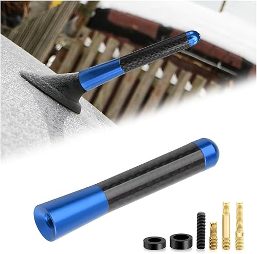 Miniatura 7 de Antena corta para automóvil, antena de radio de aleación de aluminio rechoncha de 1.37 pulgadas con tornillos y juntas de goma, mini antena aérea de
