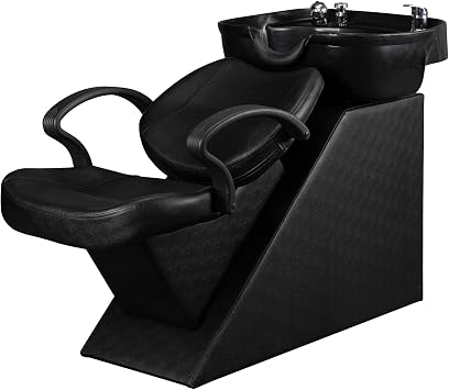 OmySalon Shampoo Bowl and Chair Set for Salon, Hair Washing Station for Hair Stylist, ABS Shampoo Sink with Side Storage Compartment for Spa Beauty Barbershop