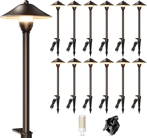 HIBOITEC 12P Low Voltage Pathway Lights 3W 2700K G4 Bulb