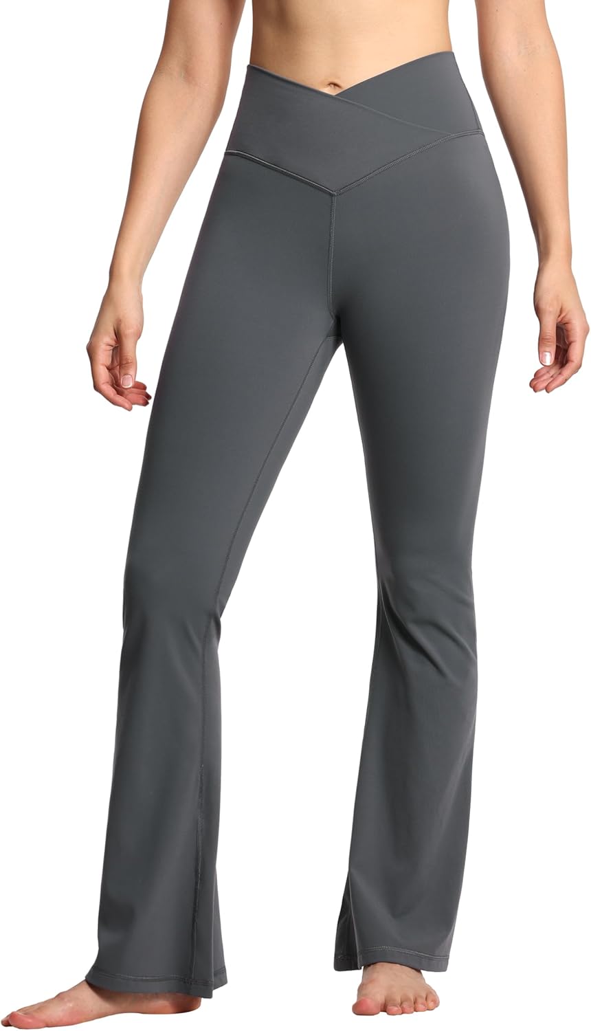 THE GYM PEOPLE Women's Crossover High Waist Flare Workout Leggings Bootcut Bell Bottom Yoga Pants with Tummy Control - Image 5