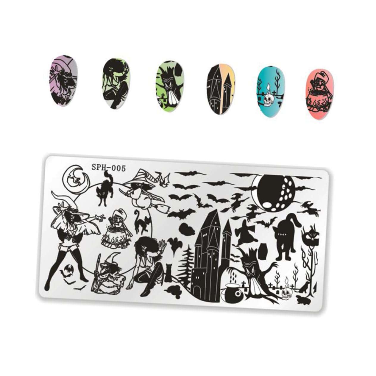 Healvian 12 Piezas placas de estampación de arte de uñas stainless steel stamping para uñas kit de estampado de uñas de halloween placas de sello de uñas halloween juego de uñas Navidad