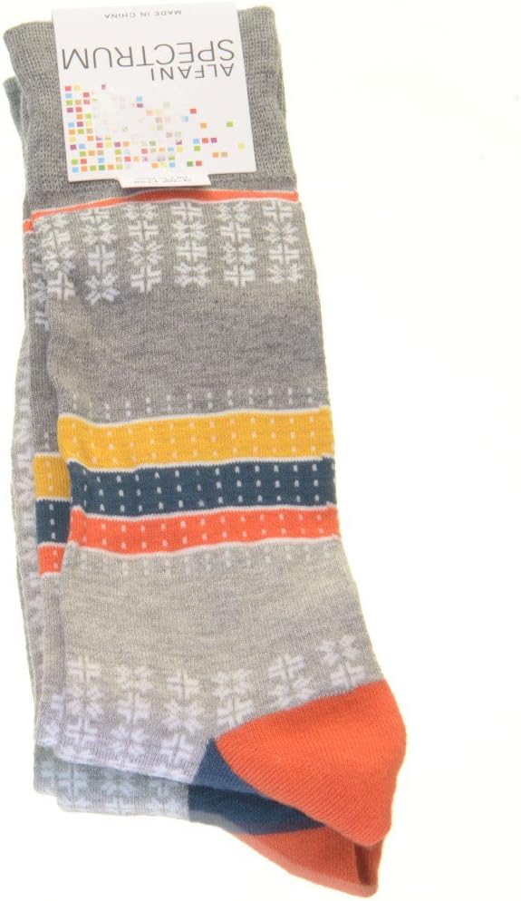 Alfani Womens Heathered Fair Isle Casual Socks Gray 10-13
