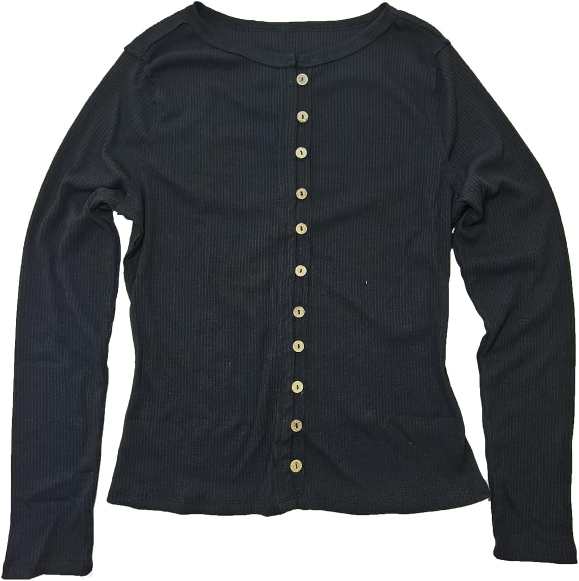 Womens Slim Fitted Cardigan Long Sleeve Ribbed Knit Button Down Shirts - Image 5