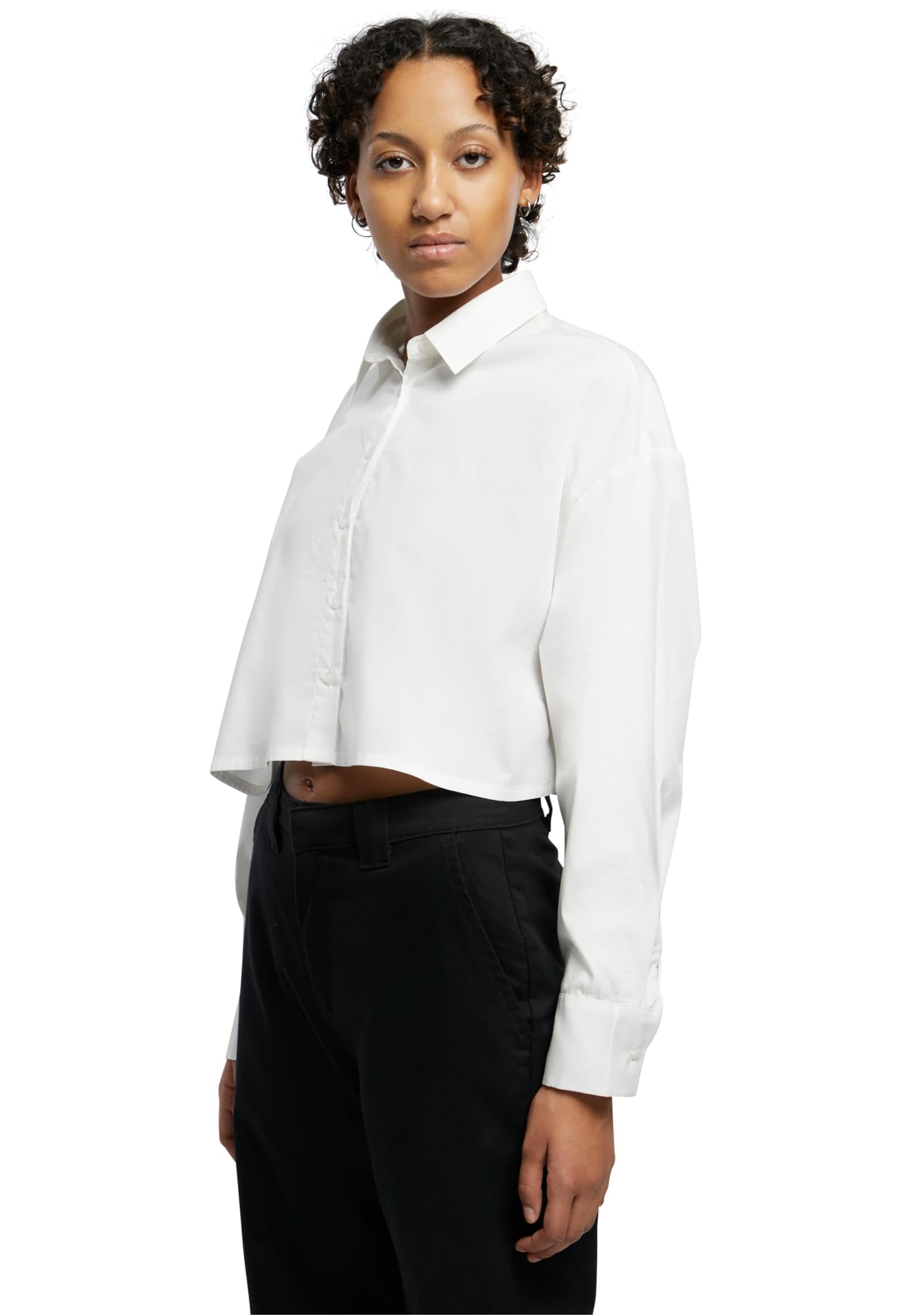 Urban Classics Women's Ladies Cropped Oversized Blouse Blouse, White,