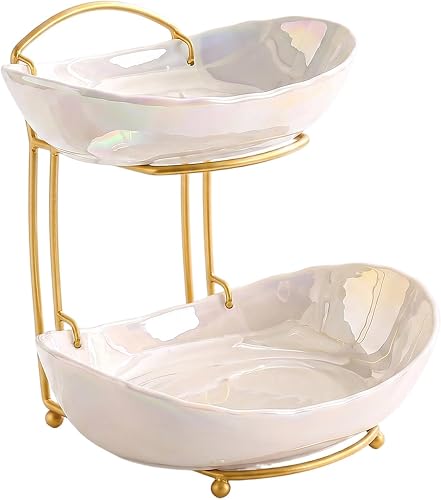 Ceramic Fruit Bowl for Kitchen Counter - 3 Tier Ceramic Frui