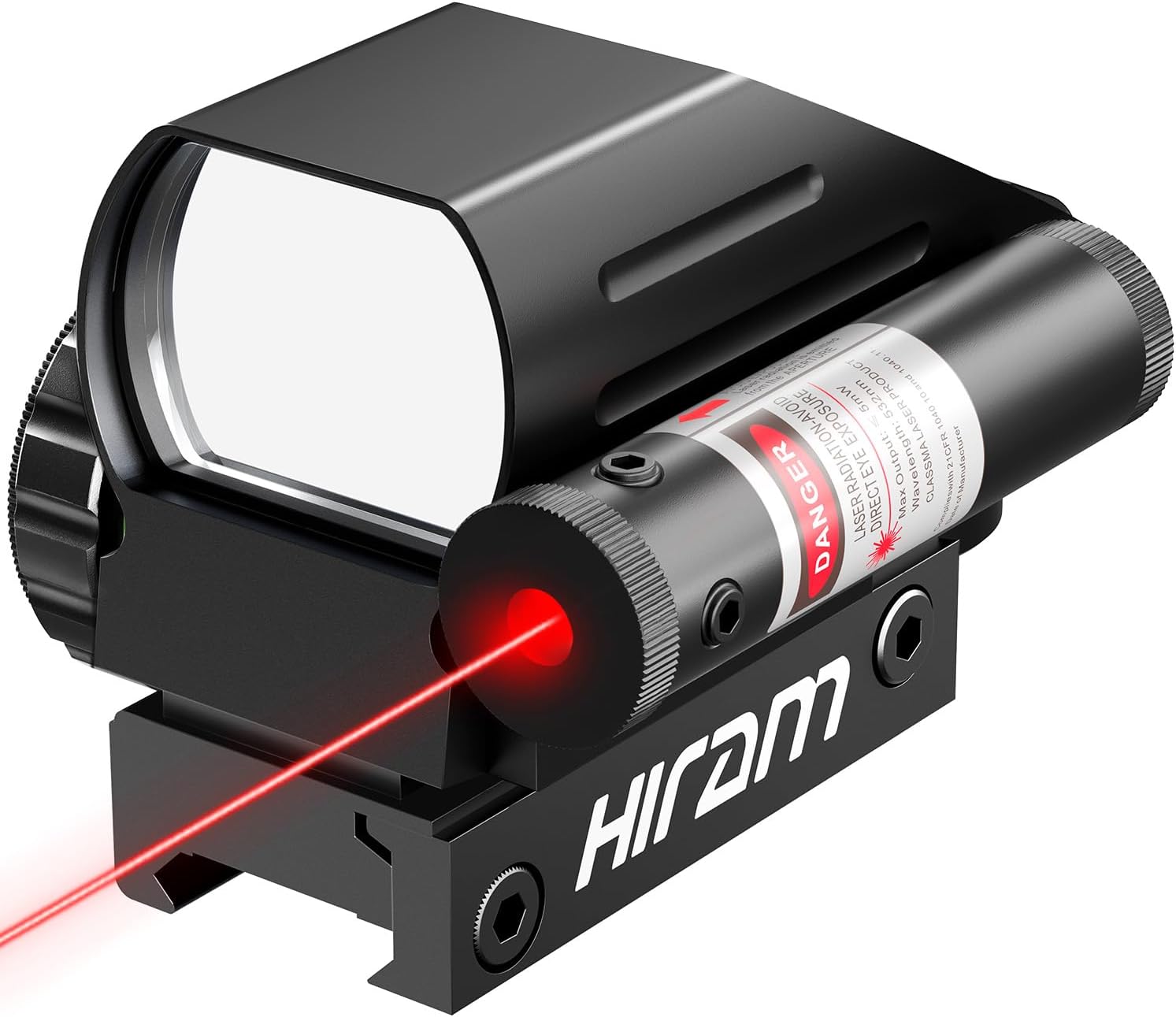 Hiram 1x22x33 Holographic Reflex Scope Sight with 4 Reticles Red and Green Dot with Laser