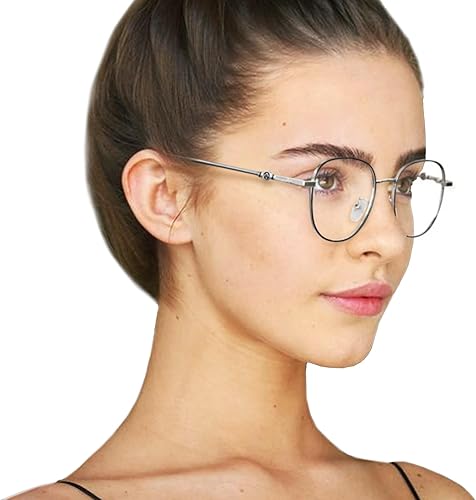 Gafas de luz azul con marco de metal para mujer, gafas redondas antirreflejos para computadora para mujer