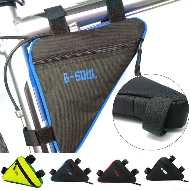 RANRAO B Soul Fahrradtasche für Vorderrohr, wasserdicht, Fahrradtasche, Sattel, Polyester-Material, schwarz + grün (schwarz + rot) Sport & Freizeit
