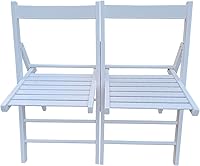 Vista 4 de Set of 2 Comfy Solid Wood Folding Chairs with Slatted Seat and Open Back - Fully Assembled for IndoorOutdoor Events (White)