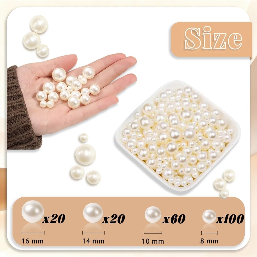 Floating Pearls for Vases, ABS Pearl & Crystal Mix(Off-White)