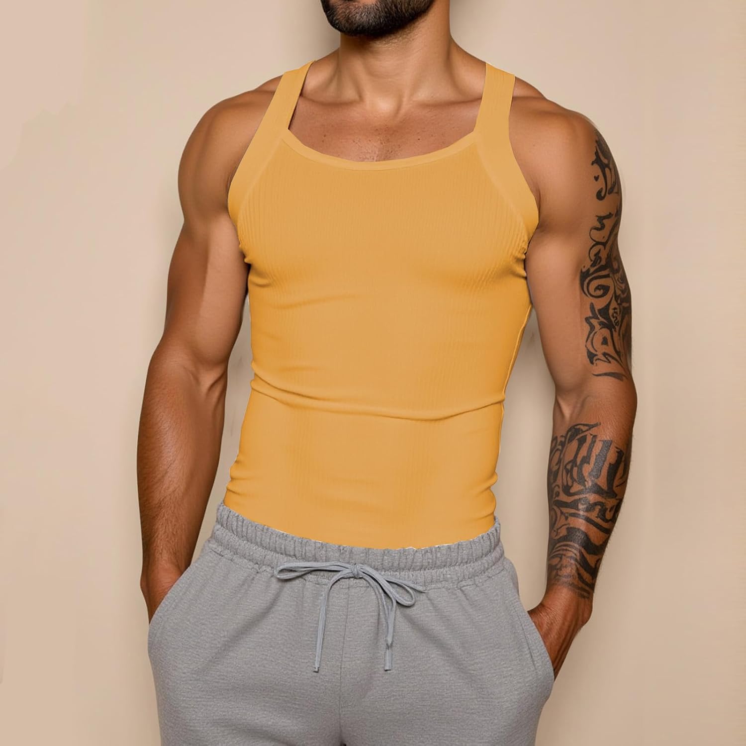 WENKOMG1 Men's Athletic Tank Tops Sleeveless Muscle Fit Bodybuilding Gym Running Training Workout Shirt, S-2XL