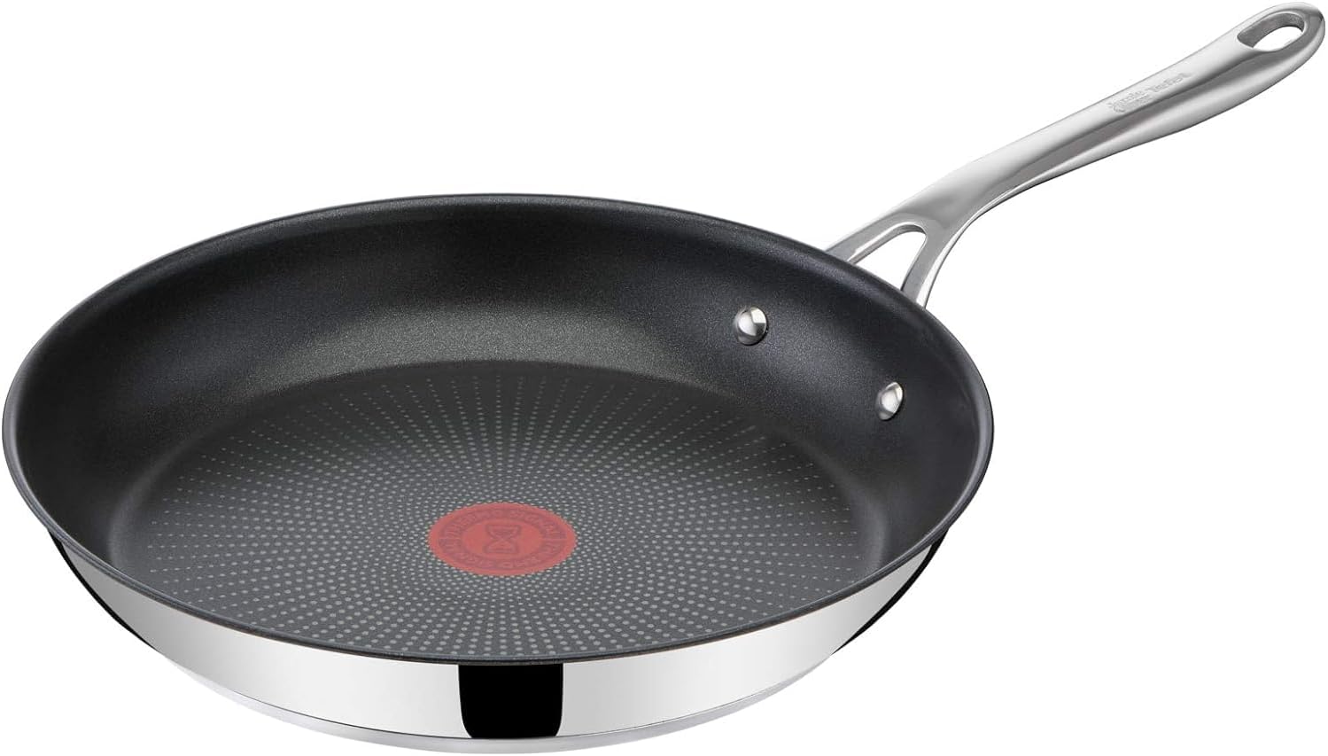 x Jamie Oliver Nonstick Coated Stainless Steel Pan 11-Inch, Induction Compatible, Oven Safe up to 500°F, Chef's Stainless Steel Skillet, Frying Pan, Silver