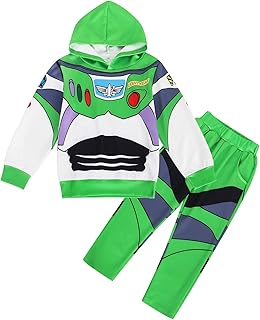 Buzz Lightyear Costume Kids Buzz Lightyear Pajamas Boys Long Sleeve Hoodie Jacket Cartoon Sleeping Home Furnishing Wear Sport Suit for Theme Party Role Play Game 3-4 Years
