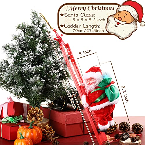 2 Pieces Christmas Electric Santa Claus Climbing Ladder Santa Claus Plush Doll With Music And Led Xmas Tree Ornaments For Party Home Door Wall #TOP2