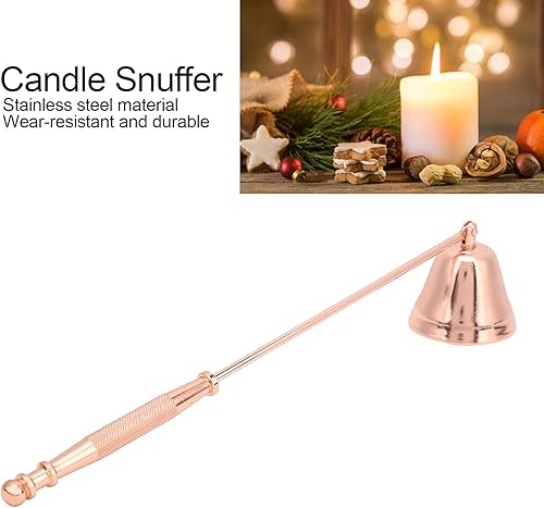 Miniatura 4 de Herramienta de extinción de velas, velas en forma de campana de acero inoxidable para el hogar para la cena (oro rosa)