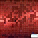 FLEXIPIXTILE, Modern Aluminum Mosaic Tile, Peel & Stick, Backsplash,Accent Wall,1 sq.ft.,RED VELVET