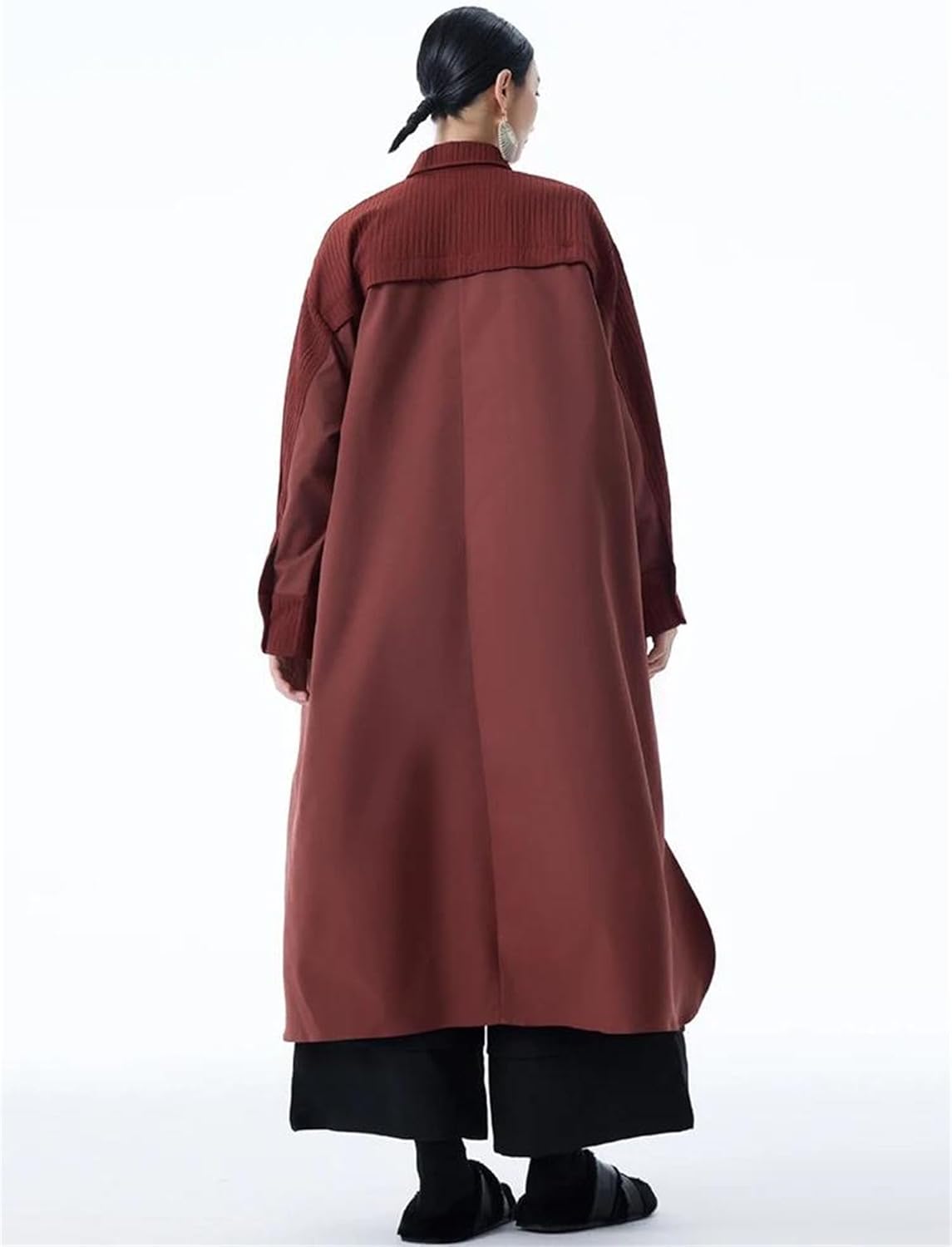 Women's Trench Coat Plus Size Long Coat Lapel Pocket Casual Spring Fall Outerwear