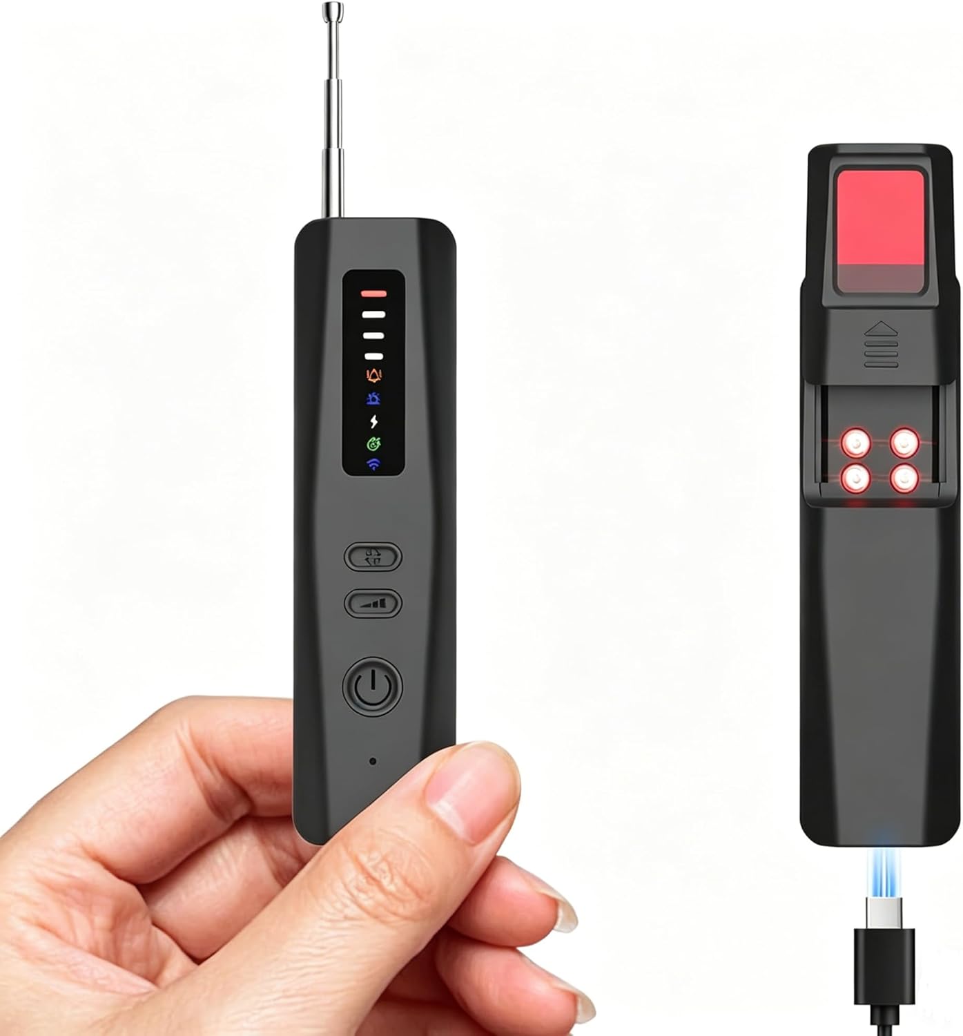 DREAMME Hidden Camera Detector with Silent Vibration – 5-in-1 RF Bug Sweeper for GPS Trackers & Wireless Devices, Adjustable Sensitivity, Portable Anti-Spy Scanner for Hotel, Travel, Home & Office