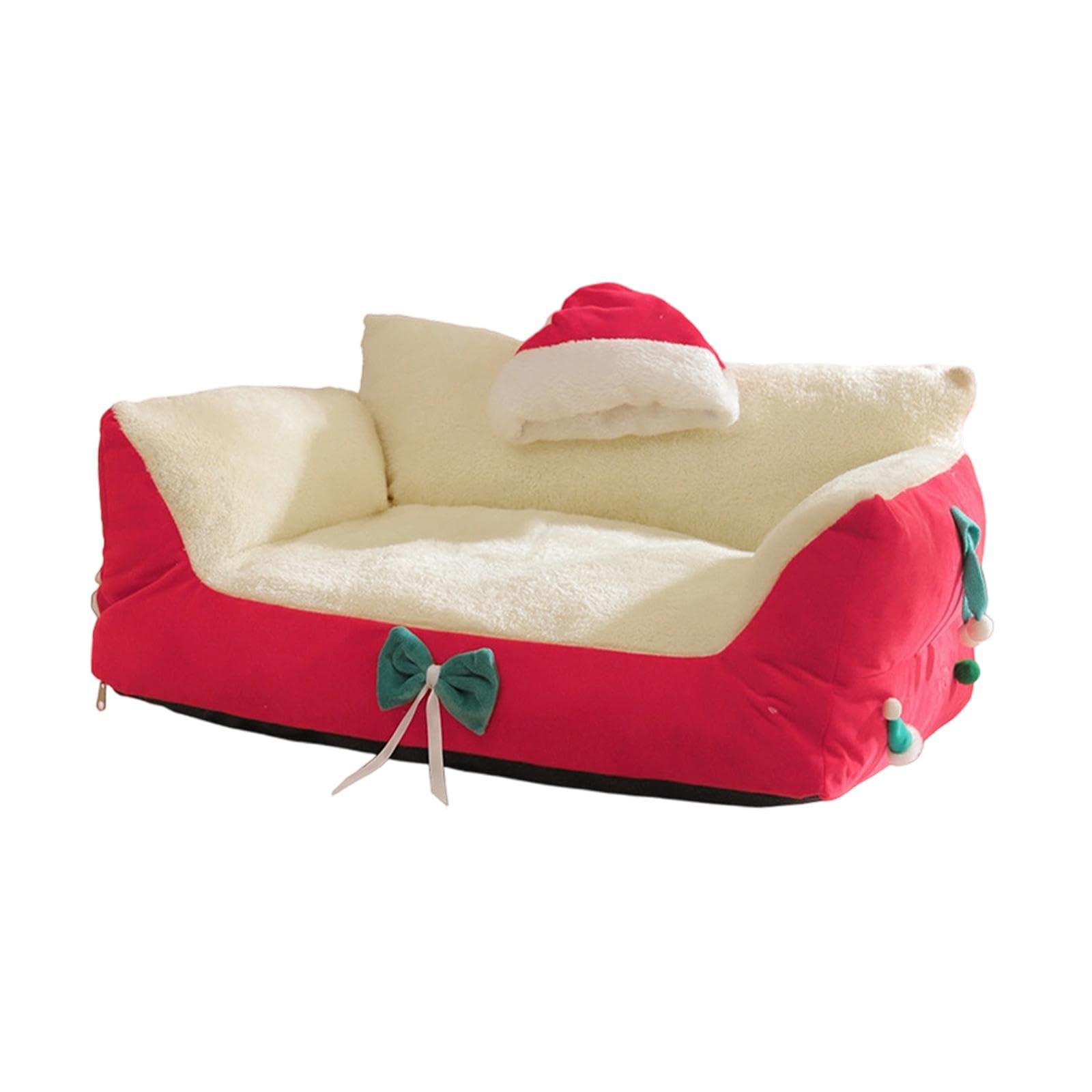 Canapé pour chat et petit chien rouge en peluche moelleuse taille L