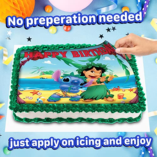 9 Inch Lilio And Stitch Cake Topper –Square Edible Birthday Cake Decorations, Happy Birthday Cake #TOP4