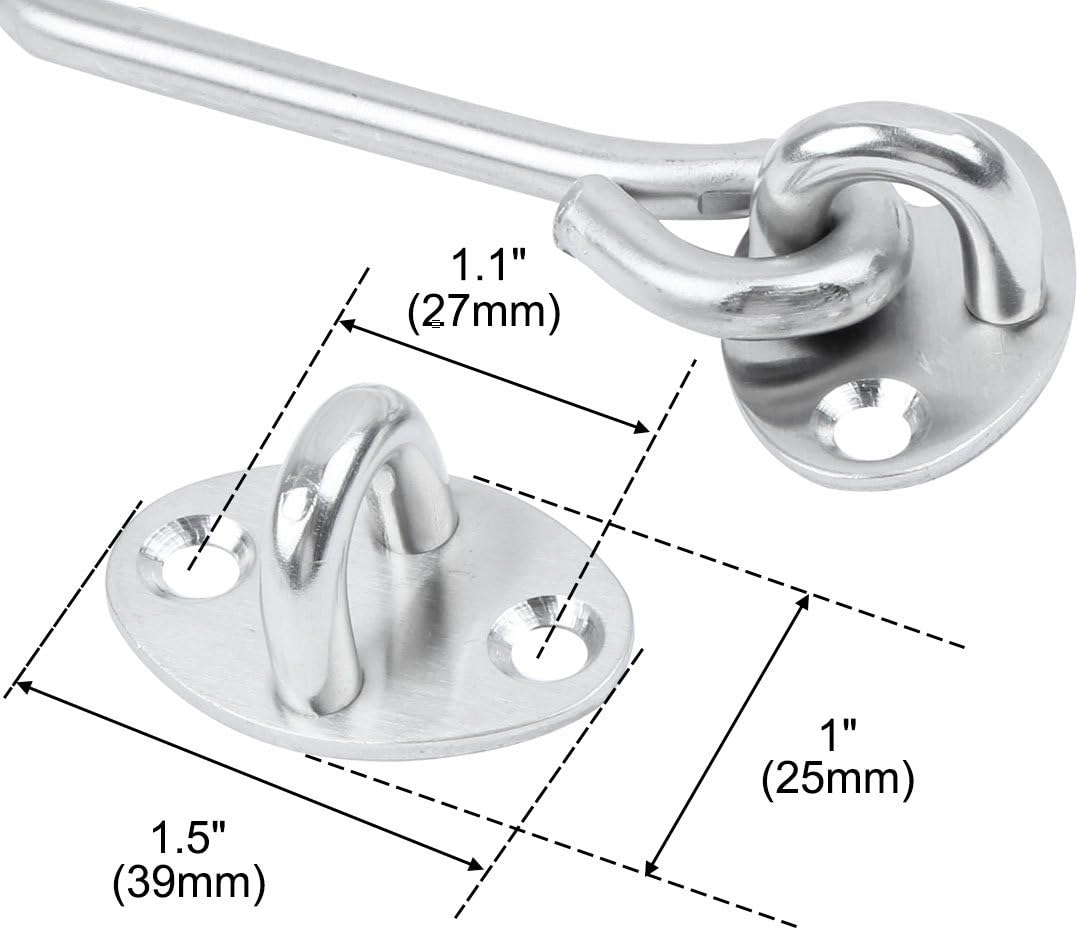 uxcell Stainless Steel 2.8 Inch Door Window Cabinet Shed Gate Latch Lock Catch Eye Cabin Hook 2pcs