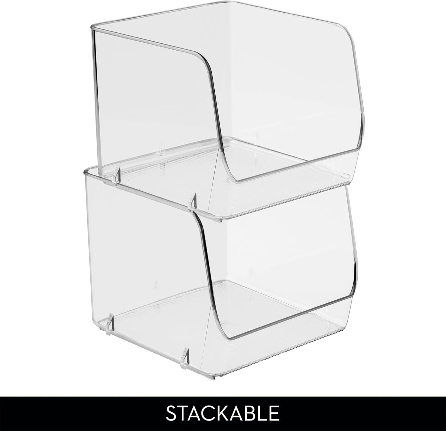 iDesign Stackable Open-Front Storage Bins for Kitchen and Pantry Organization - Set of 3 - Clear - Image 5