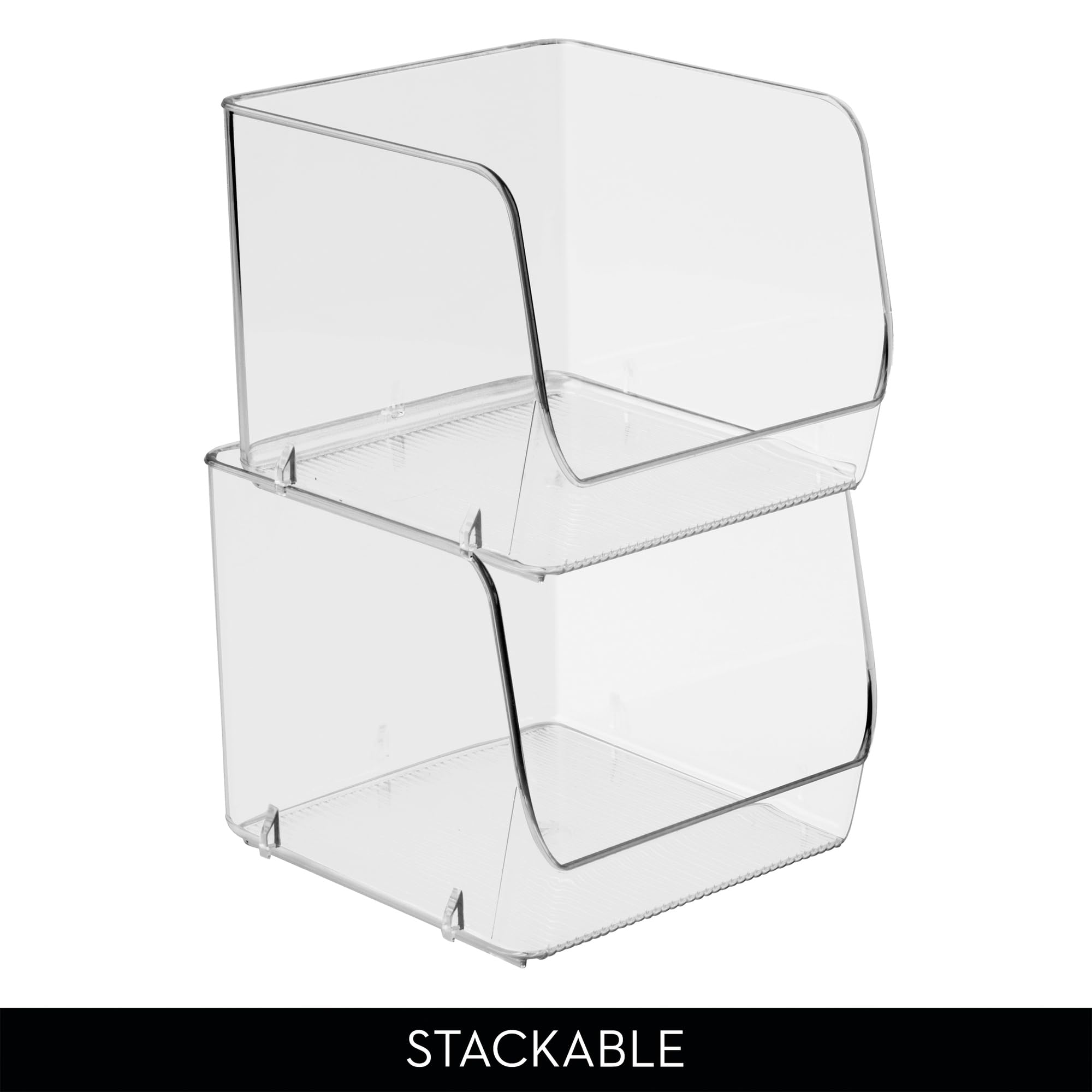 iDesign Set di 6 contenitori impilabili con apertura frontale, trasparenti | Organizzazione di cucina e dispensa
