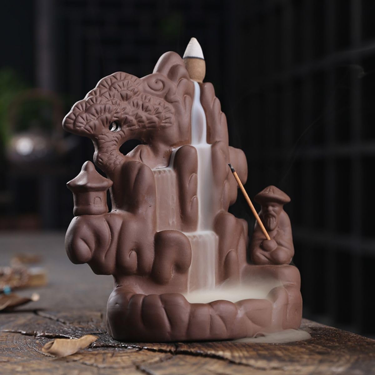 倒流香炉 Incense Holder,高山流水创意摆件 Yoga,Meditation Incense Burner 大号茶道家用室内香炉 Incense Holder,禅意-12423