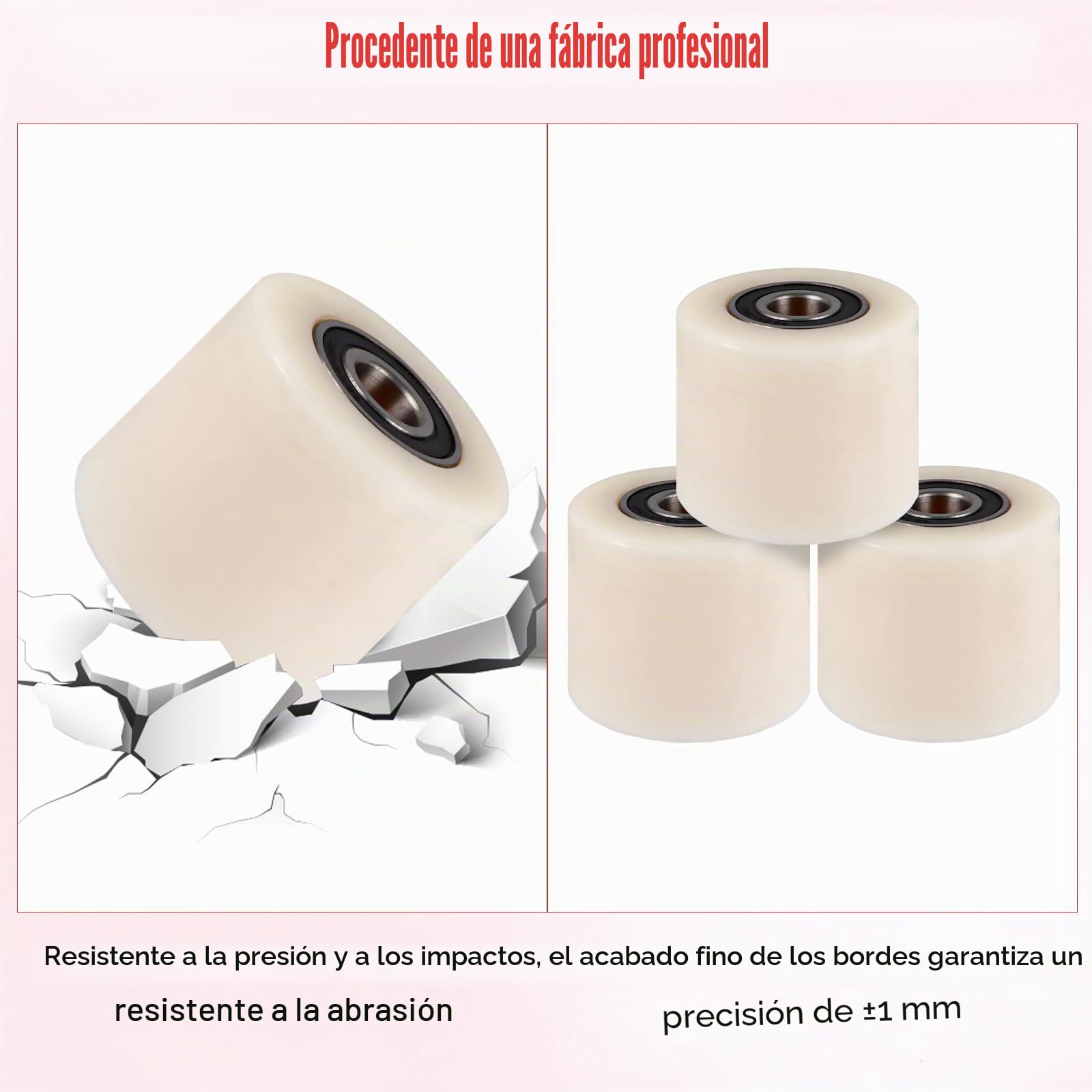 DAJAVE 4 piezas de ruedas para transpaleta de poliamida y nylon 80 x 70 mm, rueda para transpaleta de poliuretano, con rodamiento de bolas, ruedas para transpaletas de repuesto, rodillos de rodamiento