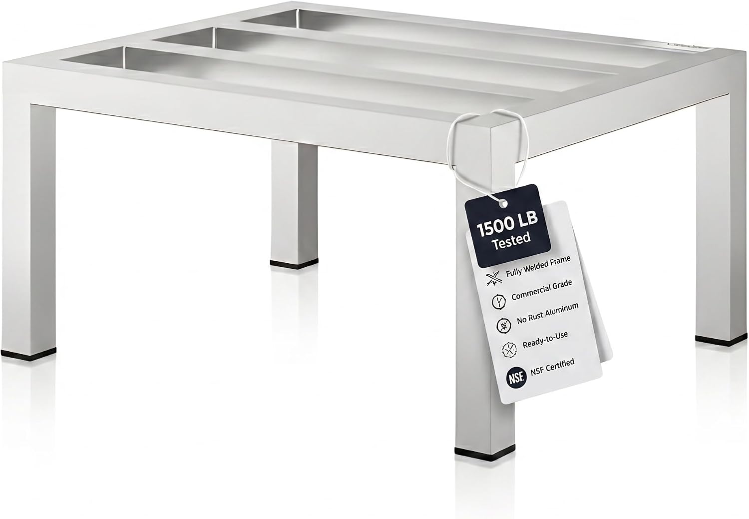 24" x 20" x 12" Aluminum Dunnage Rack – Heavy Duty Floor Storage Stand, NSF for Commercial Use