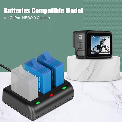 Miniatura 2 de JYJZPB Paquete de dos baterías y cargador de batería triple compatible solo con cámara GoPro Hero 9
