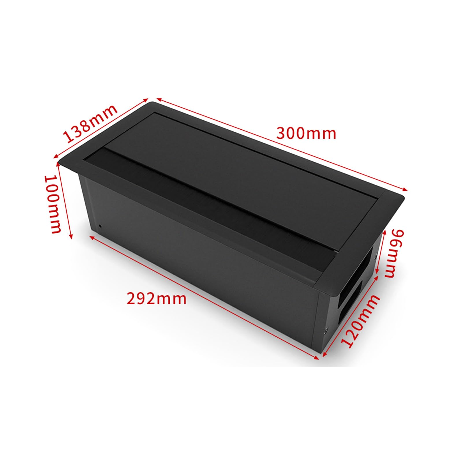 Moderne Draht-Organizer-Box aus Aluminiumlegierung mit geräuschreduzierendem Mechanismus und Deckel für nahtlose Kabelanordnung, Schreibtisch-Kabel-Organizer mit Steckdose