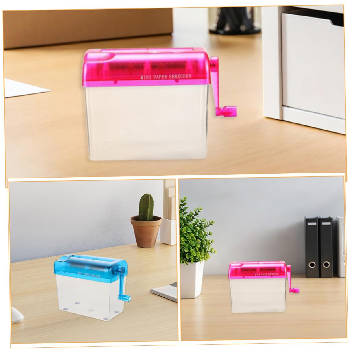 2 Pezzi Mini Distruggi Documenti Manuale Taglierina Carta Portatile per Casa e Ufficio Trituratore Manuale Sicuro per Documenti Sensibili Compatto per Scrivania