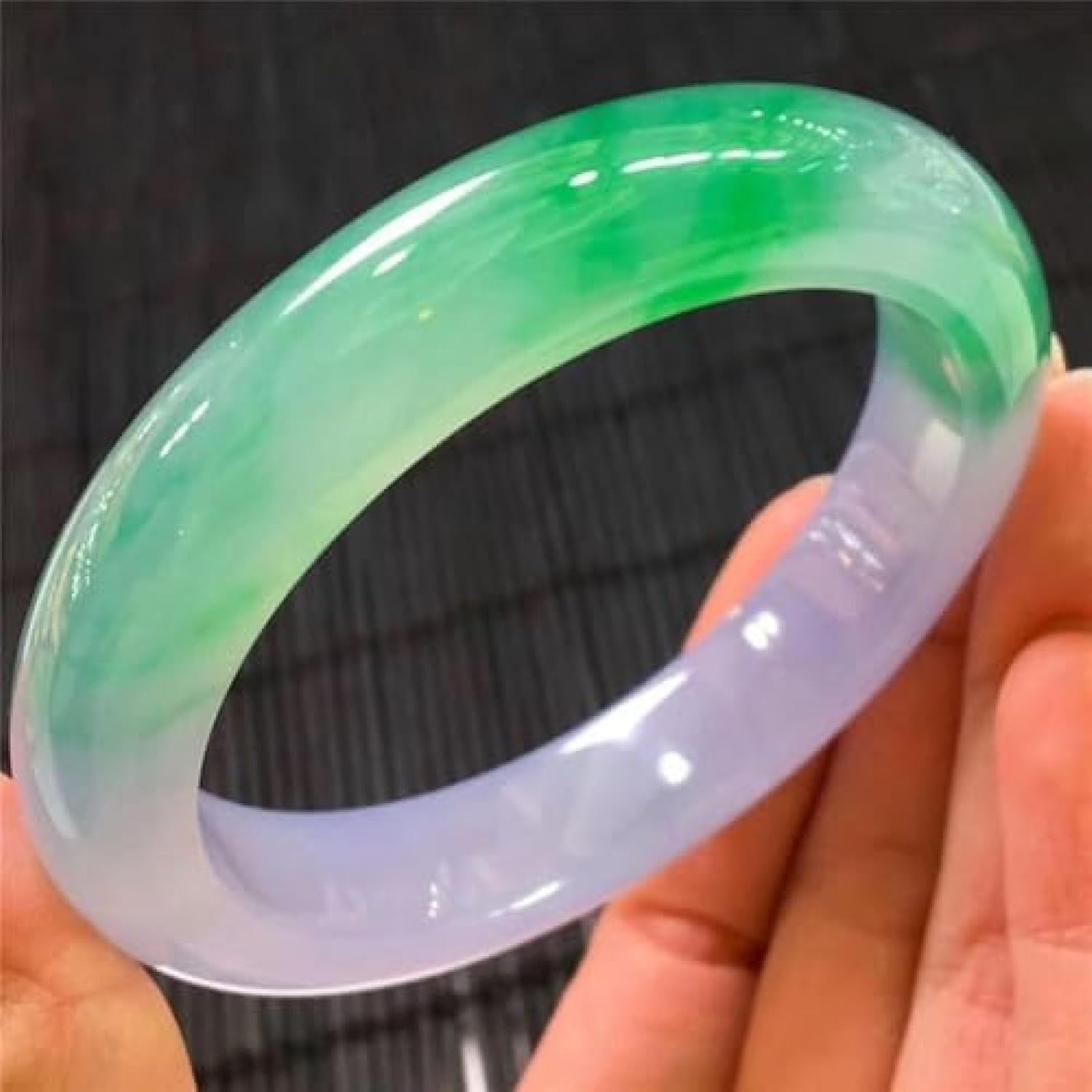 Jade Bangle Bracelet for Women, Natural Burmese Green Purple Jadeite Bracelet Jewelry Genuine,60mm