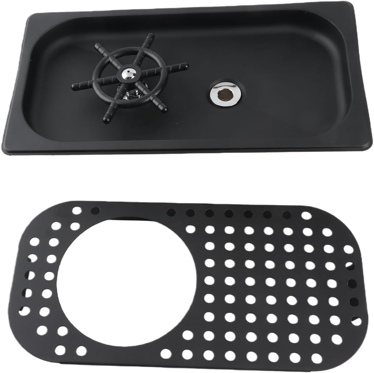 – Glass Rinser, 304 Stainless Steel Pitcher Rinser Cup Stainless Steel Sink Cleaner Bar Drip Tray Washer Glass Cup Rinser with Drain Drip Tray Hose Glass Cup Washer