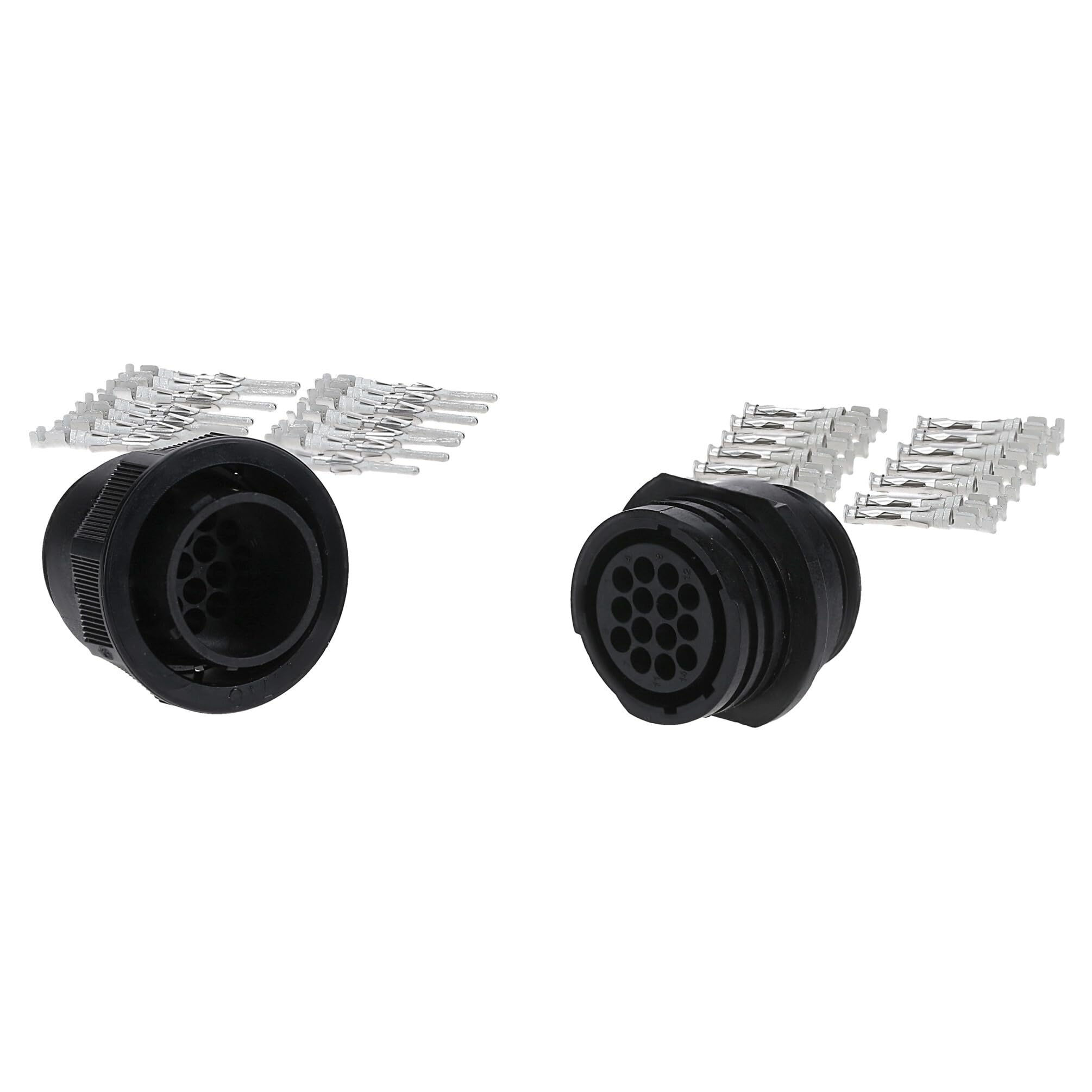 Kalitec KALI-2614C TT-Rundstecker Set 14-polig mit Kabelsteckdose | TT93 Stift- und Buchsenkontakte, IP65 Schutzart, PPO mit GF, 13A 250V Kabelverbinder, Ideal für Automobil & Industrie
