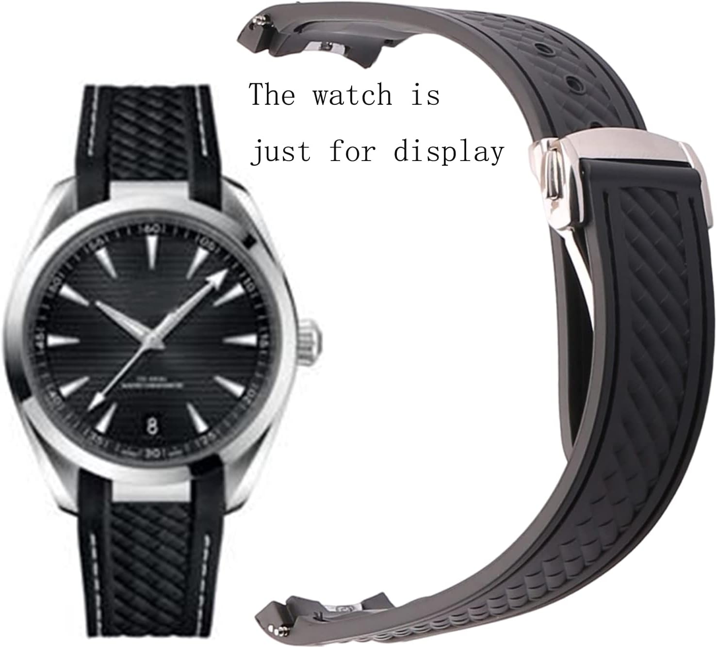 20mm Rubber Silicone Replacement Watch Band for Omega Seamaster 300 AT150 Aqua Terra 8900 Steel Buckle Series Watch Strap