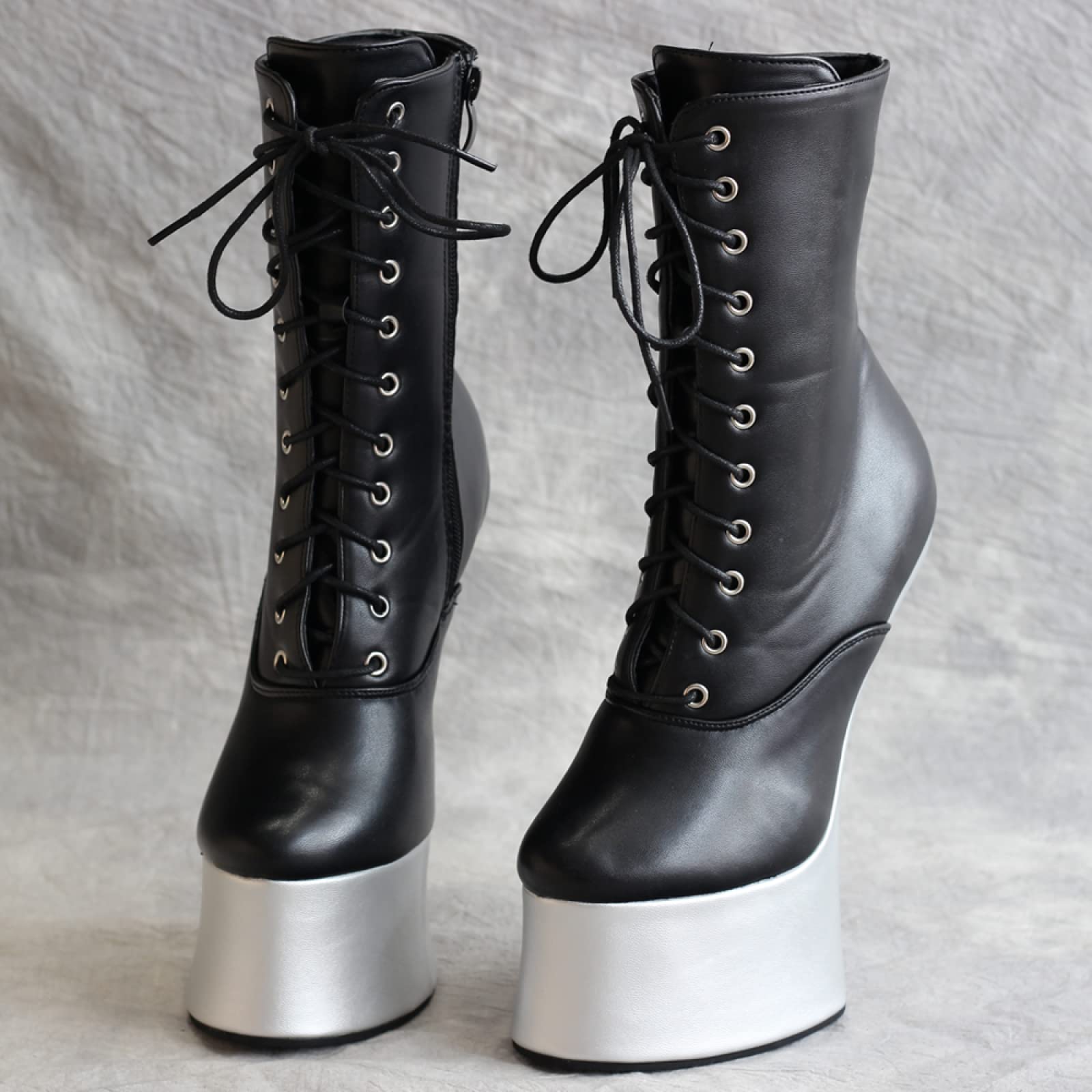 High Heels Sexy 47 Horseshoe Booties 18cm Cosplay Pole Dance Schuhe,Black-44