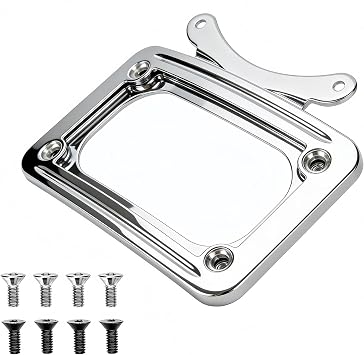 3162 Curved License Plate Holder Frame Fits 1991-2010 Select Harley Touring and 1986-2010 Select Softail Models with Compatible Rear Light bar/License Plate Bracket | Chrome