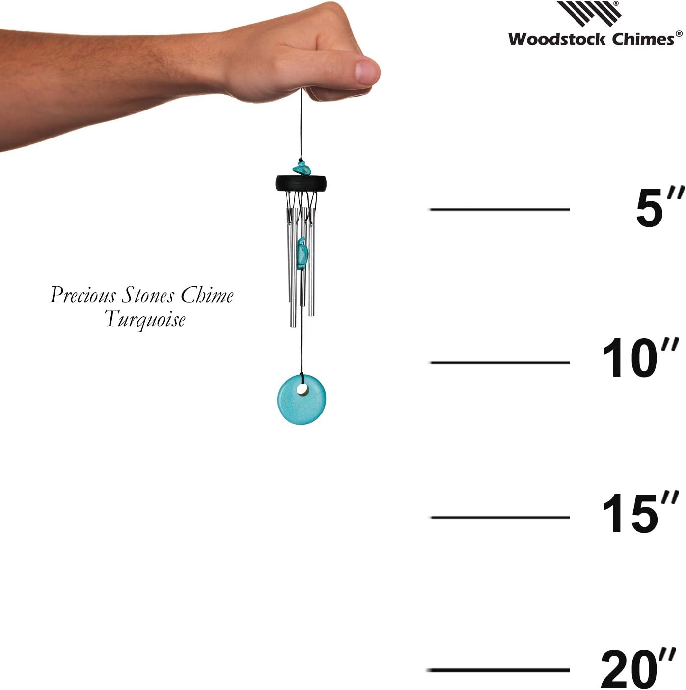 Woodstock Chimes Signature Collection, Precious Stones Chime, 12'' Turquoise Décor Designs - Small Chimes Wind Chimes for Outdoor, Patio, Home or Garden Décor (PST)