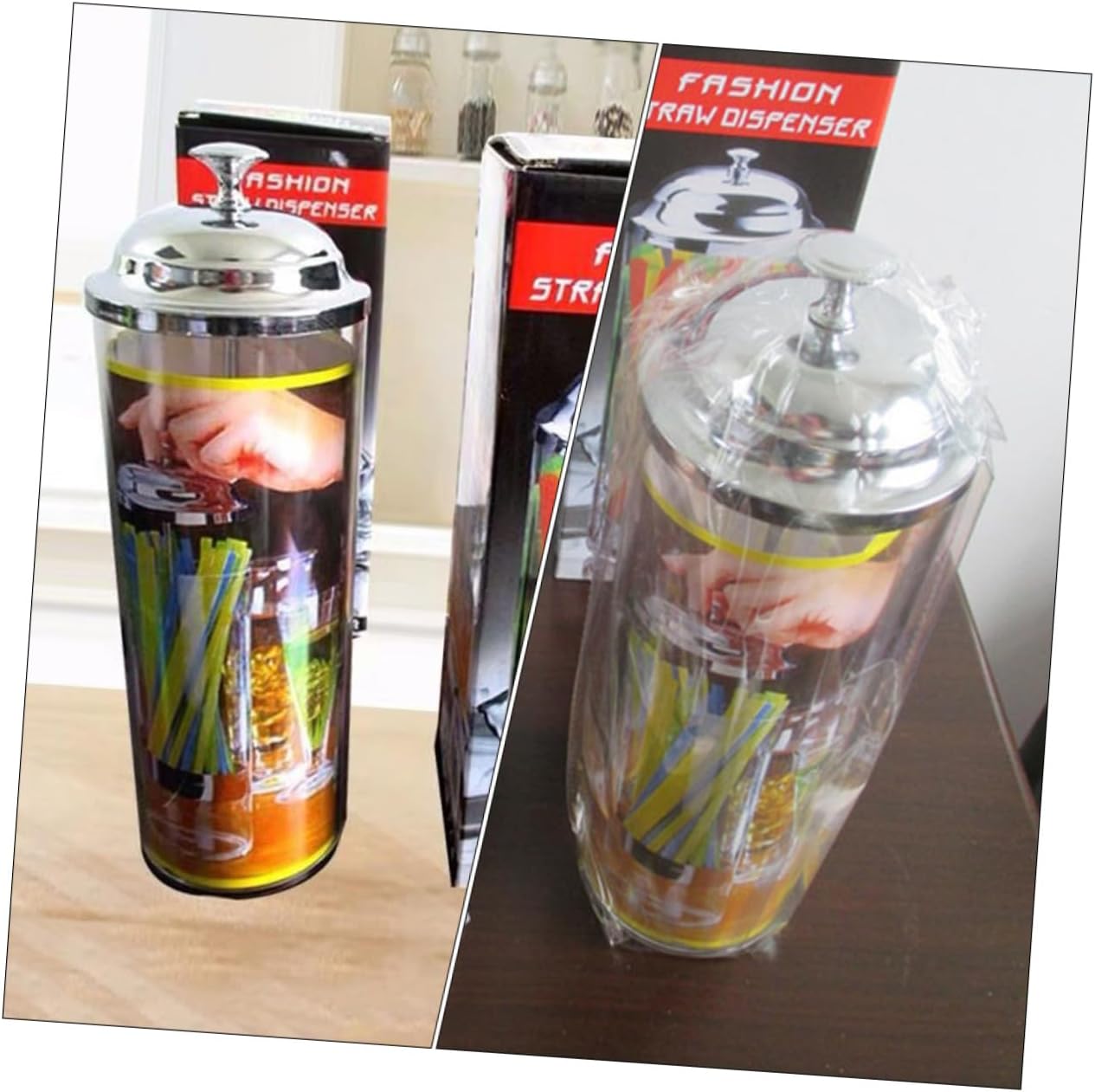 Straw Dispenser for Counter Straw Holder Cabinet Storage Tube Plastic Organizer Utensil Holder Utensil Storage