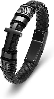 Minicremation Cross Cremation Jewelry Urn Bracelet for Ashes Genuine Leather for Women Men Keepsake Memorial Cuff Bangle Braided Wristband Bracelet for Men